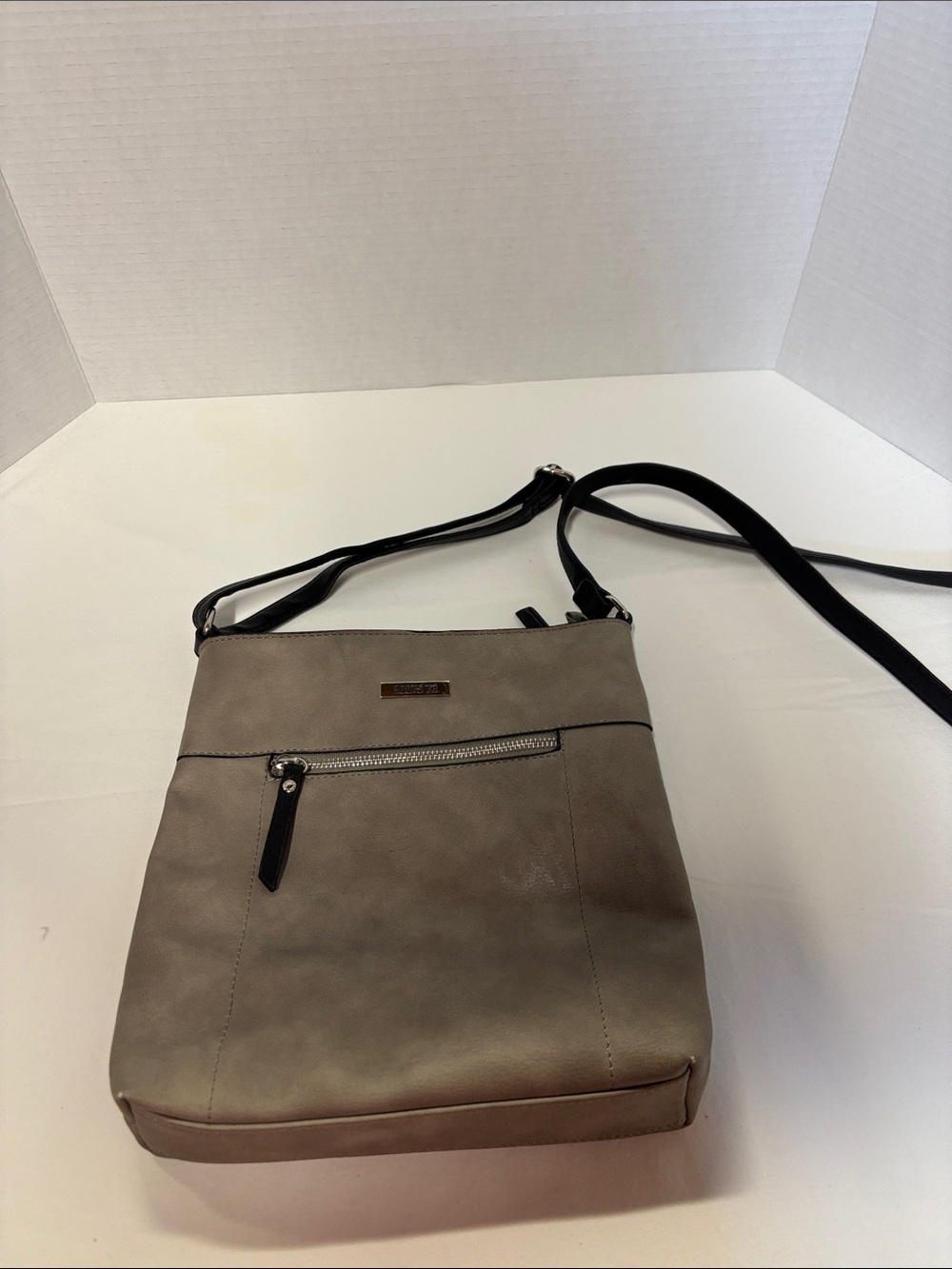 Roots 73 Women's Taupe Crossbody Bag with Front Zip Pocket